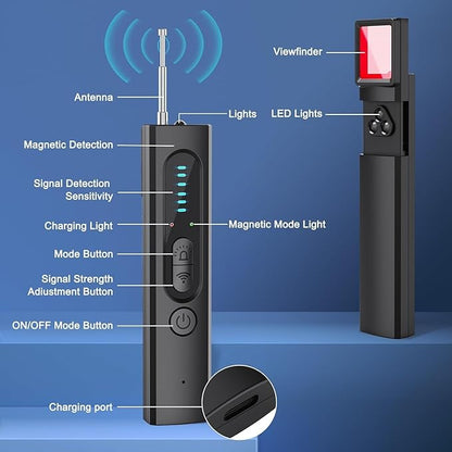 AI Hidden Camera Detector for Travel, 2026 Upgraded Spy Camera Detector, Hidden Device Finder, 5 Levels Sensitivity 4 Modes, Personal Privacy&Security Devices for Home,Hotel&Travel,Office,Vehicles