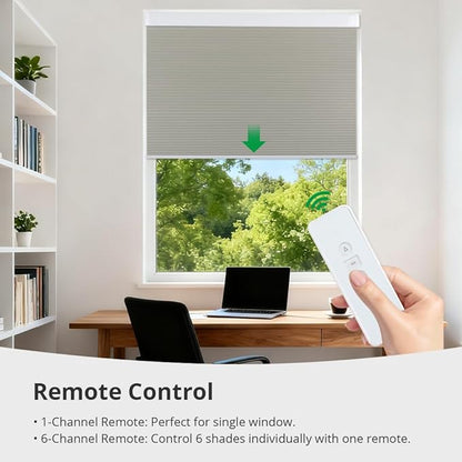 Motorized Cellular Shades with Remote Blackout Honeycomb Smart Blinds Options for Indoor Windows, Remote/Alexa/Matter Compatible, Easy DIY Installation (Silver Gray)