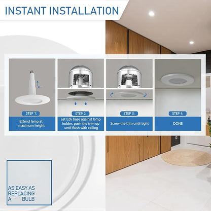 Jolux 6-Pack 5/6" LED Can Lights Retrofit Recessed Lighting,12W=60W,4000K Cool White,800 Lumens,Dimmable Can Lights,Damp Rated,Simple Installation Adjustable Retrofit Downlight,ETL,Bevel Trim