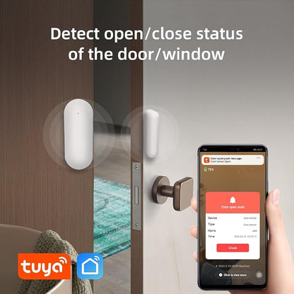 Door/Window Sensors Alarm System,Triggers APP Alarm NotificationImmediately Upon Door Opening, WiFi-Connected Smart Life Tuya Control for Apartment,Kids Safety