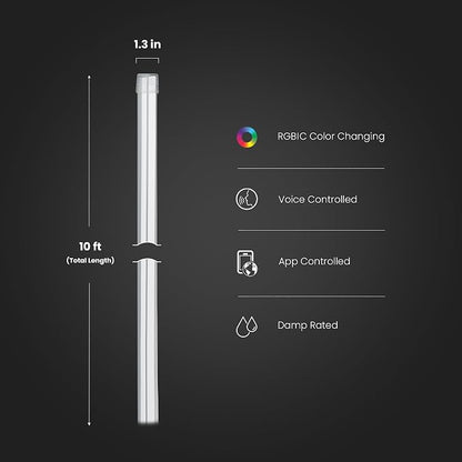 Feit Electric Smart Neon Strip Lights 10FT, Flexible RGBW Color Chasing LED Light Strip, 2.4GHz WiFi Enabled, Works with Alexa and Google Home Assistant, 22W, Music Sync, App Control NF10/CHASE/AG