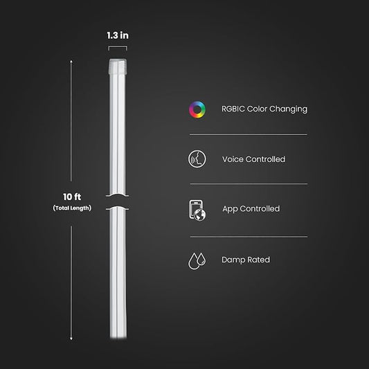 Feit Electric Smart Neon Strip Lights 10FT, Flexible RGBW Color Chasing LED Light Strip, 2.4GHz WiFi Enabled, Works with Alexa and Google Home Assistant, 22W, Music Sync, App Control NF10/CHASE/AG