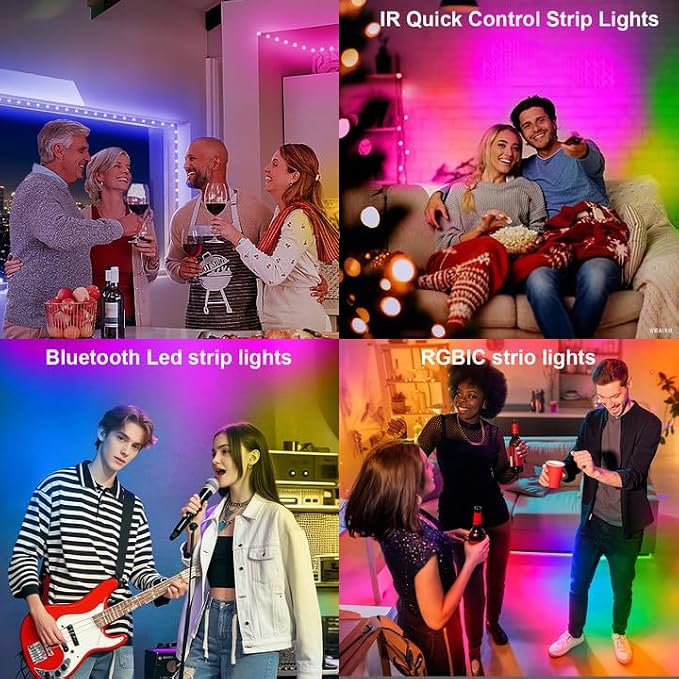 VOLIVO 100FT LED Strip Lights for Bedroom RGB Color Changing | Bluetooth App Control, IR Remote Control, Music Sync, Room Home Decor