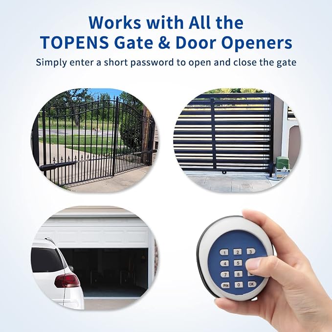 TOPENS TKP3 Wireless Keyless Entry Keypad | For Automatic Swing Sliding Gate Opener and Garage Door Opener, Digital Code Panel, Security Control, Outdoor Use