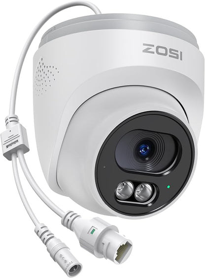 ZOSI C220 4K UHD 8MP Add-On PoE IP Camera Outdoor Indoor, Surveillance Security Camera for Home, AI Person/Face/Vehicle Detection, One-Way Audio, 100ft IR Night Vision, Only Work with ZOSI PoE NVR
