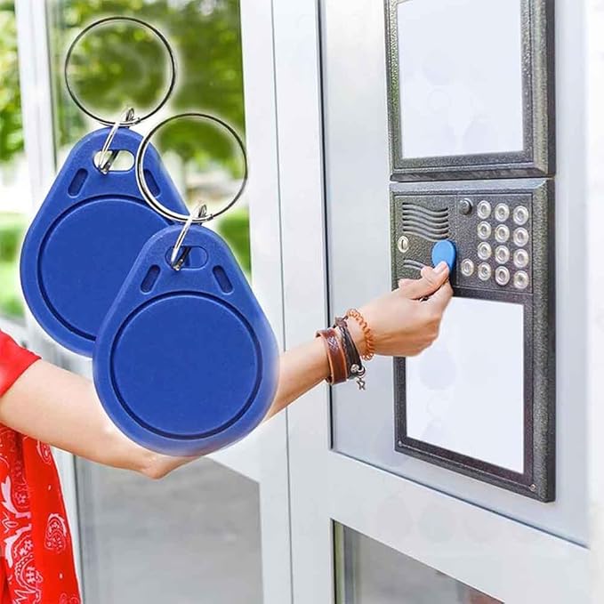 13.56MHz RFID TT Lock Key Fob Proximity IC Card ISO14443A Token Tag for Electronic Smart Door Lock, Compatible with Classic 1K Card M1, Read Only (Blue) (20)