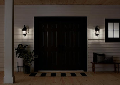 Kichler Tournai 18” Outdoor Wall Light with Clear Seeded Glass in Londonderry, 1-Light Traditional Fixture, 9356LD
