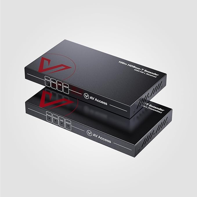 AV Access HDBaseT HDMI Extender 100m/330ft, 4K@60Hz, PoE, IR, RS232, Ethernet Over Cat Cable for TV, Projector, Conference Room, Digital Signage (4KEX100-L)