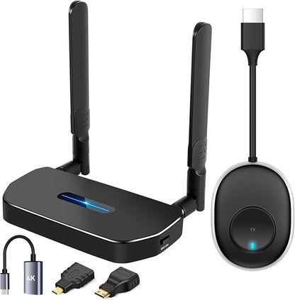 Wireless HDMI Transmitter and Receiver 4K Kit, Full HD 4K Wireless Presentation Equipment HDMI Adapter, Plug and Play Streaming Media. Laptop, Dongle, PC, Smart Phone to HDTV/Projector 165FT/50M