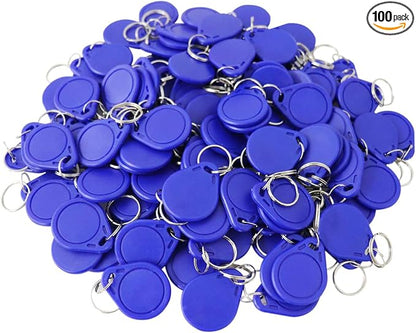 ETEKJOY 100PCS 13.56MHz RFID Key Fob Proximity IC Card ISO14443A Token Tag for Electronic Smart Door Lock, Compatible with MIFARE Classic 1K Card M1, Read Only (Blue)