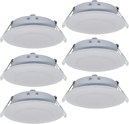 Facon 4.5inch 12V LED RV Puck Light - 6 Packs, 3400K Warm White, Full Aluminum Recessed 12Volt Interior Ceiling Lights for RV, Camper, Trailer, Boat, ETL Certified