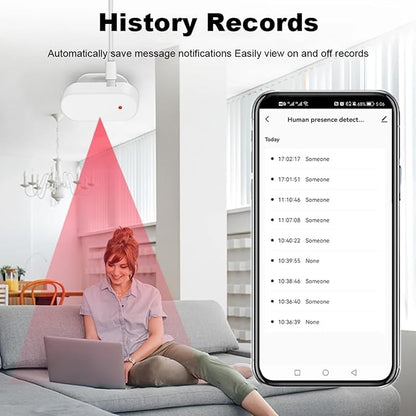 Smart Human Presence Motion Sensor: WiFi Millimeter Wave Radar Detector with Light Sensor, High Sensing Human Body Exists Sensor for Home Automation, Compatible with Alexa/Smart Life/Tuya