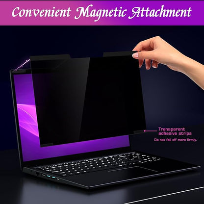 PYS 14 Inch 16:10 Magnetic Laptop Privacy Screen, Anti-Glare Blue Light Filter, Removable Privacy Shield for Lenovo, HP, Dell
