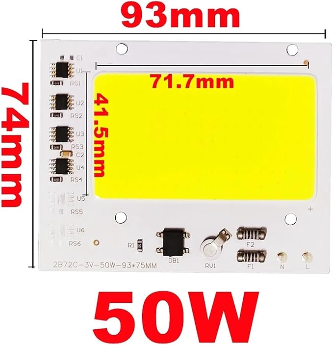1pcs LED COB Chip 50W 100W 150W 200W 200-240V Smart IC No Need Driver LED Lamp Light Source for Flood Light Spotlight DIY Lighting(50W,200-240V_Warm Light)