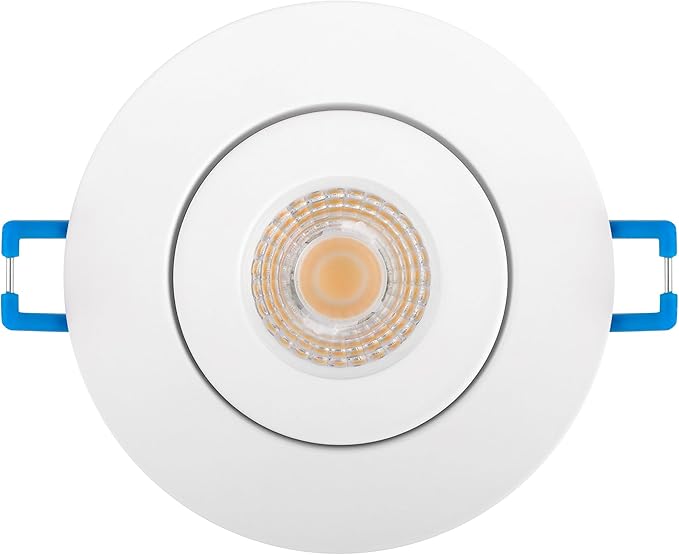 Maxxima 2 in. Rotatable Ultra-Thin Recessed LED Floating Gimbal Downlight, 400 Lumens, 5 CCT Selectable 2700K/3000K/3500K/4000K/5000K, Dimmable, 90 CRI, IC Rated, Canless, Junction Box Included