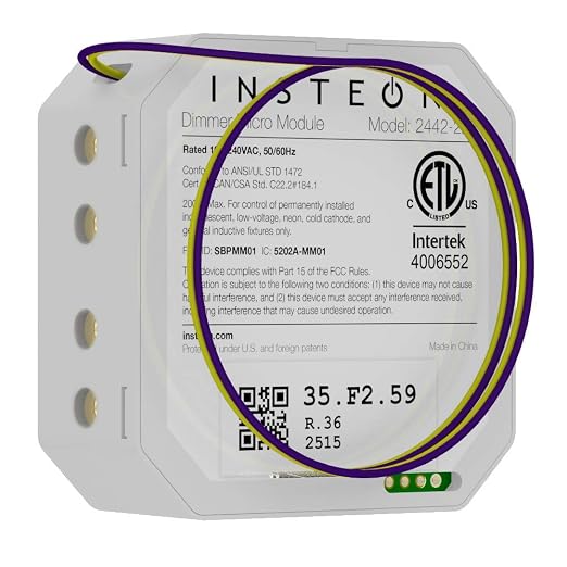 Insteon Micro Dimmer Adaptor, Hidden Install Smart Dimmer Switch - 2442-222 | 50W Dimmable LED or 200W Incandescent, Installs Inside Fixture or Behind Any Existing Switch, Hub Required for Alexa & Google