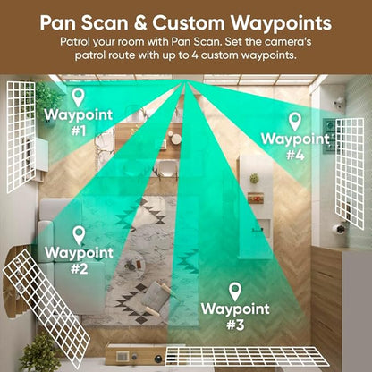 WYZE Duo Cam Pan Indoor/Outdoor IP65 2K 360° Pan/Tilt Smart Home Security Camera with Color Night Vision, Compatible with Alexa & Google Assistant, White (Renewed)