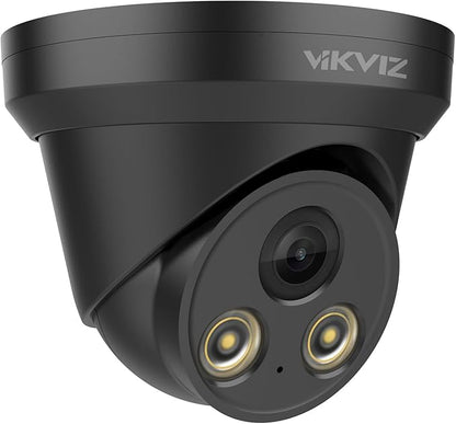 8MP PoE IP Camera Outdoor Indoor,4K Smart Dual Light Turret Camera,Human/Vehicle Detection,Hybrid Color Night Vision,Bulit-in Mic,Full Metal Housing,2.8mm Lens 105°Wide Angle,IP67,ON-VIF (Black)