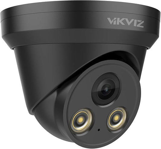 8MP PoE IP Camera Outdoor Indoor,4K Smart Dual Light Turret Camera,Human/Vehicle Detection,Hybrid Color Night Vision,Bulit-in Mic,Full Metal Housing,2.8mm Lens 105°Wide Angle,IP67,ON-VIF (Black)
