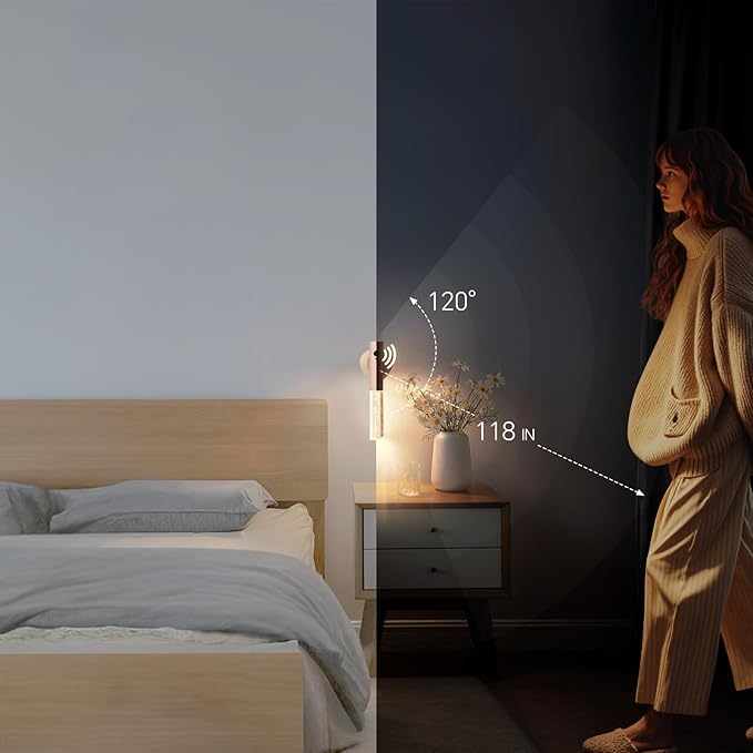 Motion Sensor Night Lights Indoor, Rechargeable Night Lights Wall Sconces Wooden Set of 2, Battery Powered Magnetic Wall Sconces Decor for Bedroom, Hallway, Bathroom, Stairway, Closet