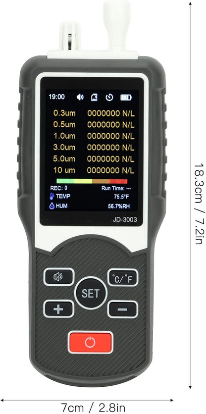 Air Quality Monitor Professional - Dust Particle Counter Real Time Data Recording, Air Pollution Detector, TVOC PM2.5 PM10 HCHO Temperature Humidity Meter
