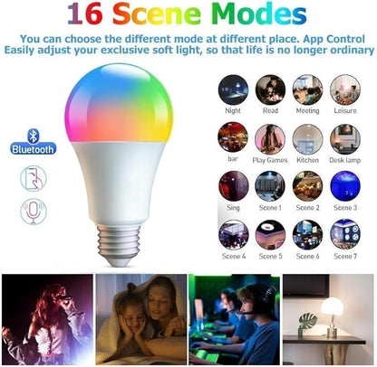 Smart Light Bulbs,WiFi & Bluetooth LED Light Bulb that Compatible with Alexa & Google Home, Color Changing Light Bulb, 9W A19 E26 2.4Ghz WiFi Light Bulbs 60 watt Equivalent,