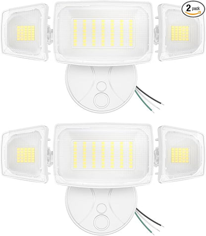 Olafus 80W Flood Lights Outdoor 2 Pack, Switch Controlled LED Security Lights 8000LM, 6500K Outside Floodlight, IP65 Waterproof Exterior Light Fixture for House, Yard, Garage, Wall/Eave Mount White