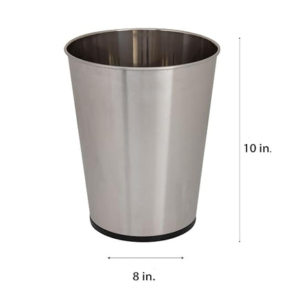 Bath Bliss 5 Liter Small Wastebasket, Stainless Steel | Compact Round Open Top Trash Can | Durable Bathroom Bedroom Dorm Office Garbage Bin | Stylish Space-Saving Waste Disposal Container (Pack of 12)