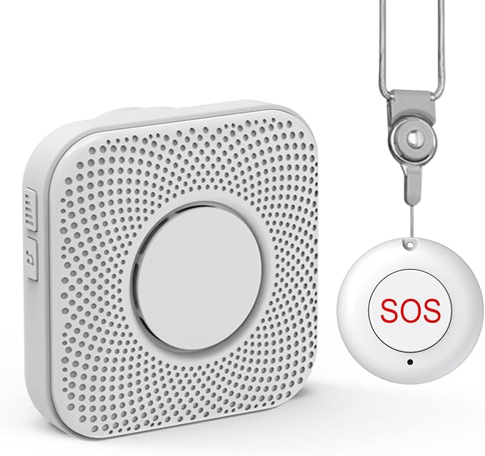 XUK Wireless Nursing Call System for Elderly Monitoring Includes 1 SOS Call Button and 1 Receiver Nurse Call Alarm Home Elderly Call Button with 500+ FT Reception Range Suitable for Seniors/Patients