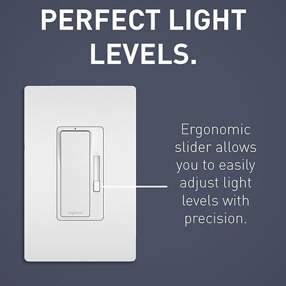 Legrand Radiant RH703PTUTC 700W Tru-Universal Preset Decorator Rocker Dimmer Light Switch with Locator Light for All Light Loads (Except 0-10V), Single Pole/3-Way, White/Light Almond/Ivory (1 Count)