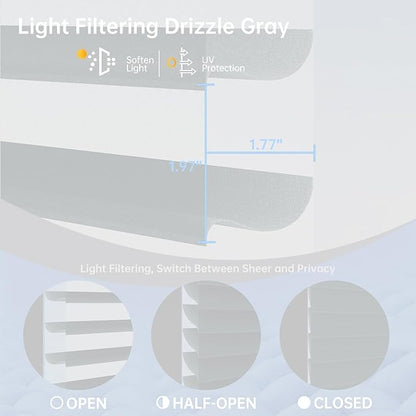 Motorized Sheer Shades with Remote, Automatic Dual-Layered Shades for Windows, Smart Light Filtering Blinds Compatible with Alexa, Custom Size (Light Filtering Drizzle Gray)