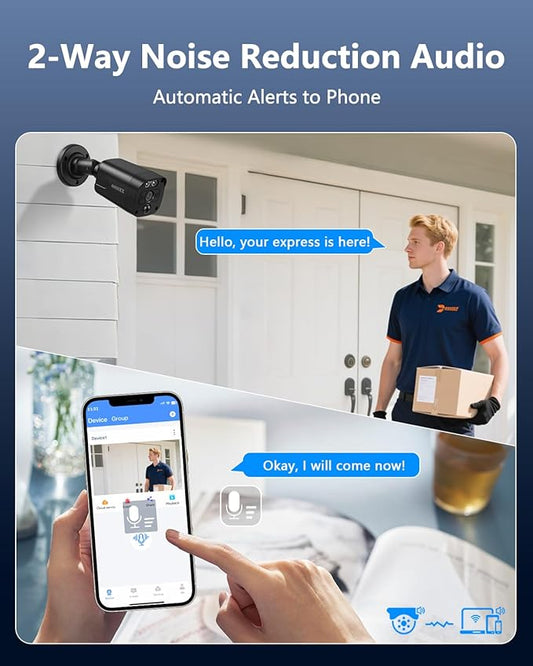 OOSSXX Black 4K IP 8MP PIR POE Extend Camera Outdoor Indoor Video Surveillance Security Waterproof Wired POE Camera