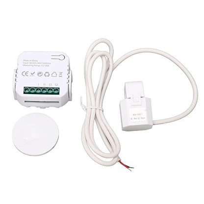 Fafeicy Smart Electricity Meter with Clamp, WiFi Power Consumption Monitor, Energy Management, Remote Control, Overload Protection, White