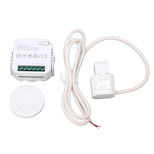 Fafeicy Smart Electricity Meter with Clamp, WiFi Power Consumption Monitor, Energy Management, Remote Control, Overload Protection, White