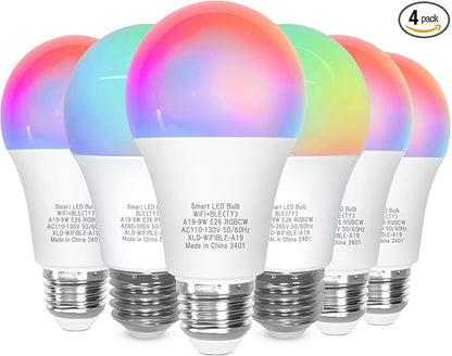 ORALUCE 丨 Bundle - Bluetooth Smart Light Bulb A19 E26 (Pack of 2) & Smart LED Bulb A19 Wi-Fi and Bluetooth (Pack of 4)