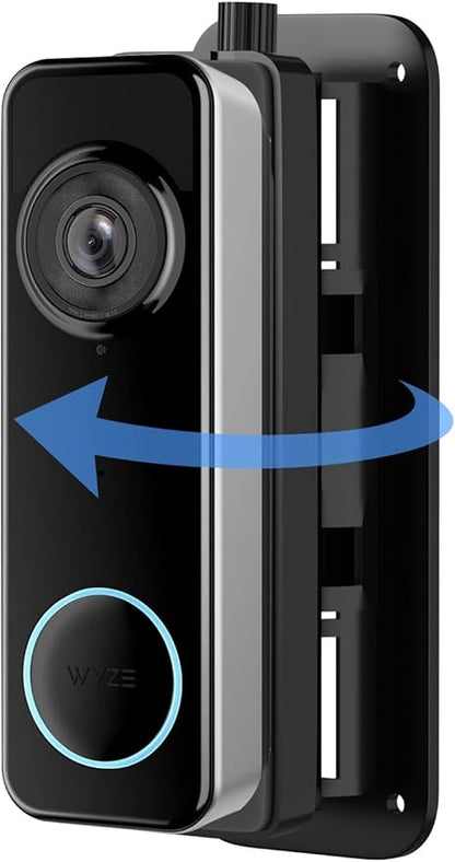 Doorbell Mount for Wyze Battery Video Doorbell and Video Doorbell v2,Wired, 35-145° Adjustable Angle No-Drilling Horizontal Wedge Wall Mounting Bracket, Left/Right Adjustable,for Apartment/House
