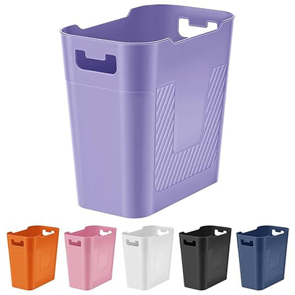 Small Purple Trash Can Wastebasket, 2.9 Gallon Plastic Garbage Can Waste Basket for Narrow Spaces Bathrooms Laundry Room Kitchens Offices Kids Rooms (Purple)