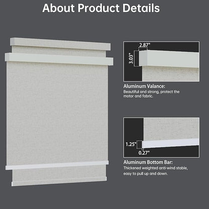 Motorized Blinds with Remote, Blackout Smart Blinds for Windows Automatic Roller Shades Compatible with Alexa, Motorized Shades Customized for Bedroom Home Office (Blackout-Linen Beige)