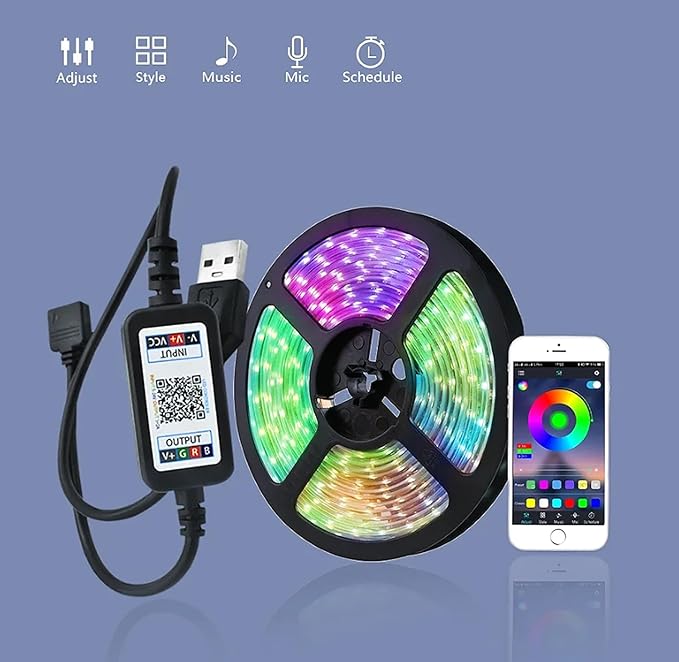 Smart 5V USB Bluetooth Controller 4pin 5050 2835 RGB LED Strip Light 4 Pin Connector Phone APP Contrl Tape TV Backlight Decor (USB 5V)