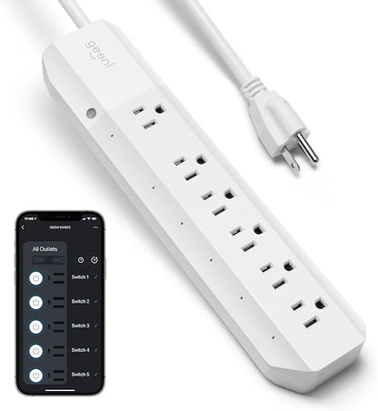 Geeni Smart Surge Protector 6-Outlet Power Strip – Wi-Fi Enabled with Voice Control (Alexa, Google Assistant), Surge Protection, 3ft Extension Cord, Remote Access