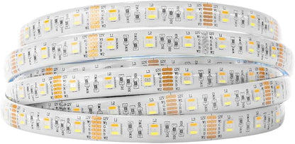 BTF-LIGHTING RGBCCT LED Strip UL Listed 16.4ft 60LED/m 300LED DC12V IP65 | White LED Tape 12mm wide 5 Colors in 1 RGB+Dimmable Tunable Color Temperature 2700K-6500K for Decor(No Adapter or Controller)