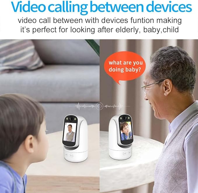 Video Call Security Camera Indoor, Nanny Camera Baby Camera Pet Camera,2-Way Video Call,2-Way Audio, 360°Pan/Tilt WiFi Camera for Home Security, Motion Tracking, 1080P 2.8 inch HD Screen,Night Vision