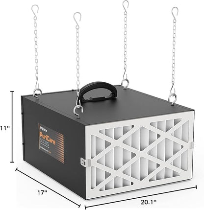 PURISYSTEMS Air Filtration System 3-Speed Remote, Built-in Ionizer, PuriCare 500IG Hanging Air Filter w/RF Remote for Woodworking, Garage and Shop Dust Collector, up to 500 sq. ft (350/450/500 CFM)