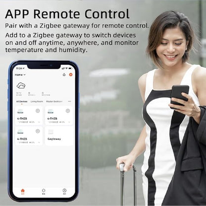 Easy Operation,Zigbee WiFi Temperature Switch ,with Waterproof Temperature Sensor Probe ,Remote Monitoring,Tuya App Remote 4 Channel 10A Clean Contact Relay Switch(tuya zigbee hub Needed)