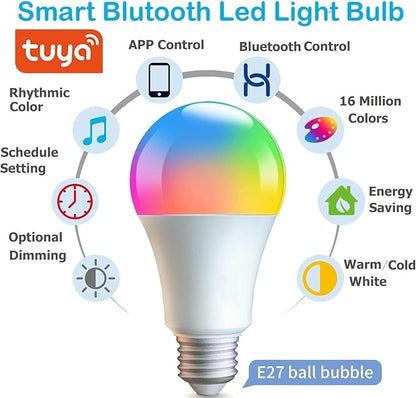 Smart Light Bulbs,WiFi & Bluetooth LED Light Bulb that Compatible with Alexa & Google Home, Color Changing Light Bulb, 9W A19 E26 2.4Ghz WiFi Light Bulbs 60 watt Equivalent,