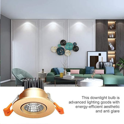 LightingWill 2inch LED Dimmable Downlight, 3W COB Recessed Ceiling Light, Daylight White 5500K-6000K, CRI80, 25W Halogen Bulbs Equivalent, Gold (10 Pack)