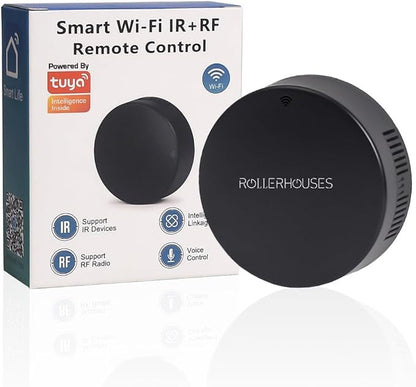 Rollerhouses WiFi IR&RF Smart Remote Control Hub for Smart Home Automation, TV, Curtain, Shades Remote - Tuya/Smart Life App Control, Voice Control with Alexa&Google Assistant