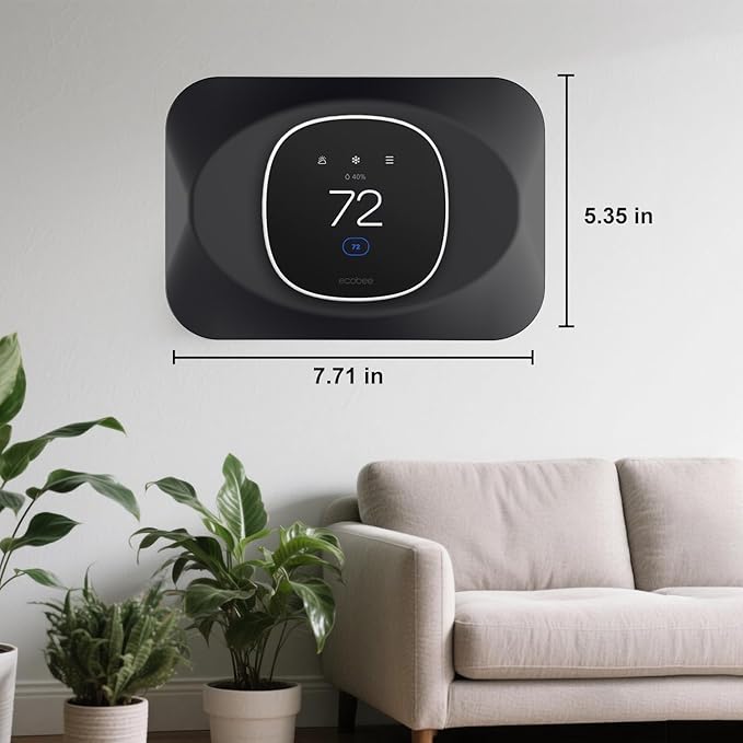Wall Plate Cover Compatible with Ecobee Smart Thermostat Essential, Practical Ecobee Thermostat Trim Kit, Programmable WiFi Thermostat Accessory (Blcak)