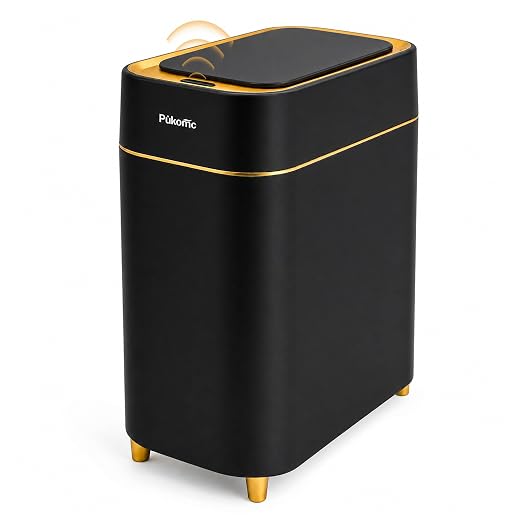 Pukomc Motion Sensor Wastebasket,2.3 Gallon Bathroom Trash can with lid