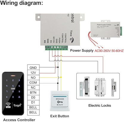 Waterproof Access Control Keypad Home Security System Tuya Smart Remote Unlock Including 10Pcs Key Rings